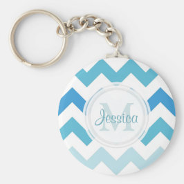 Monogram Zee Blue Chevron Sleutelhanger