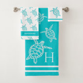Monogram Zee Draaien Blauwgroen Blauw Kustdoorn B Bad Handdoek (Insitu)