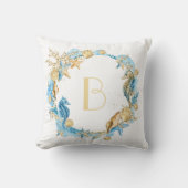 Monogram zee- en Beach Seahorse Kussen (Voorkant)