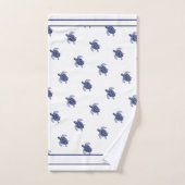 Monogram Zee Schildpad Navy Blauw Wit en Nautisch Bad Handdoek (Handdoek)