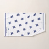 Monogram Zee Schildpad Navy Blauw Wit en Nautisch Bad Handdoek (Handdoek)