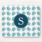 Monogram Zee schildpad turquoise blauw Muismat (Voorkant)