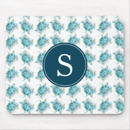 Monogram Zee schildpad turquoise blauw Muismat