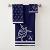 Monogram Zee schildpadden marineblauw noordkust Bad Handdoek (Insitu)