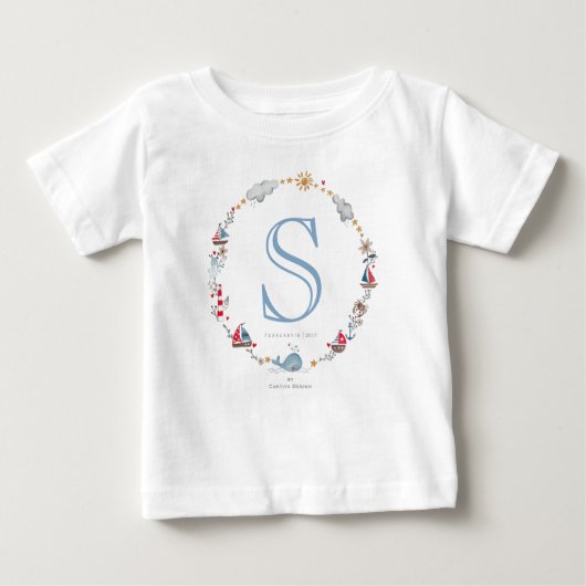 Monogram Zee Whale | Baby Boy | T-shirt (Voorkant)