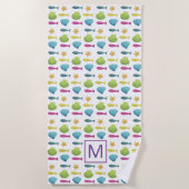 Monogram zeebaars vis en schelpdieren strandlaken (Voorkant)