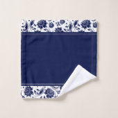 Monogram zeeblauw en witte damkers 2 bad handdoek (Wasdoekje)