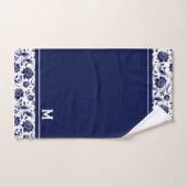 Monogram zeeblauw en witte damkers 2 bad handdoek (Handdoek)