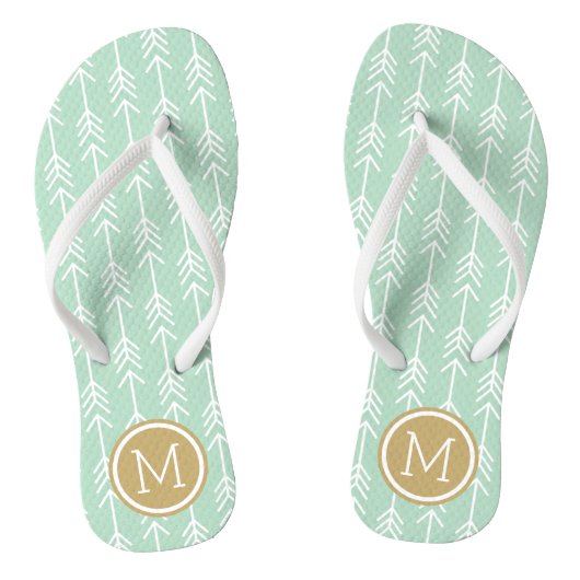 Monogram zeefoam en goudpijlen teenslippers (Voetbed)