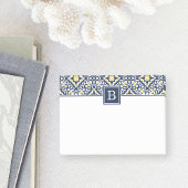Monogram zeemacht en geel mediterraan Patroon Post-it® Notes