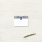 Monogram zeemacht en geel mediterraan Patroon Post-it® Notes (Op bureau)