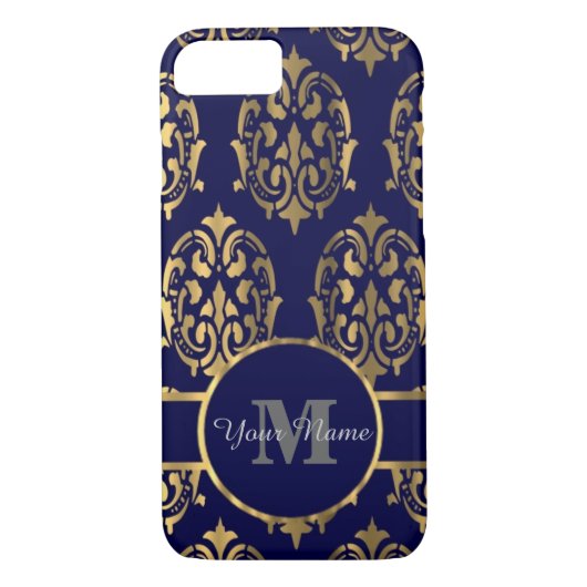 Monogram zeemacht en gouddamesmonogram Case-Mate iPhone case (Achterkant)
