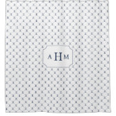 Monogram zeemacht en wit anker douchegordijn (Voorkant)