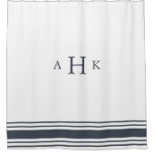 Monogram zeemacht en witte klassieke Stripe Border Douchegordijn (Voorkant)