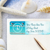 Monogram zeemeeuw vogels foto modern script adres etiket