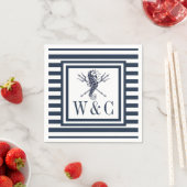 Monogram Zeepaard Scheepsstijl Navy Blauwe Streep Servet (Insitu)