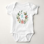 Monogram zeer aquarel bloemenkrans romper (Voorkant)