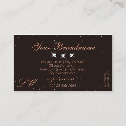 Monogram zeer elegant zwart-bruinspaardiamanten visitekaartje (Achterkant)