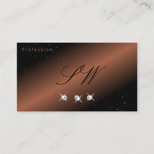 Monogram zeer elegant zwart-bruinspaardiamanten visitekaartje (Voorkant)