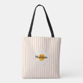 Monogram Zeer schattige pastel gestripte achtergro Tote Bag (Achterkant)