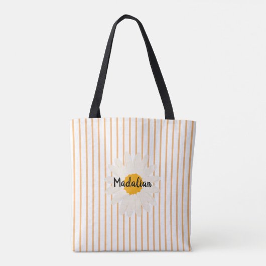 Monogram Zeer schattige pastel gestripte achtergro Tote Bag (Achterkant)