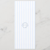 Monogram Zeeschelp Blauw En Wit Kust Bruiloft Menu (Achterkant)