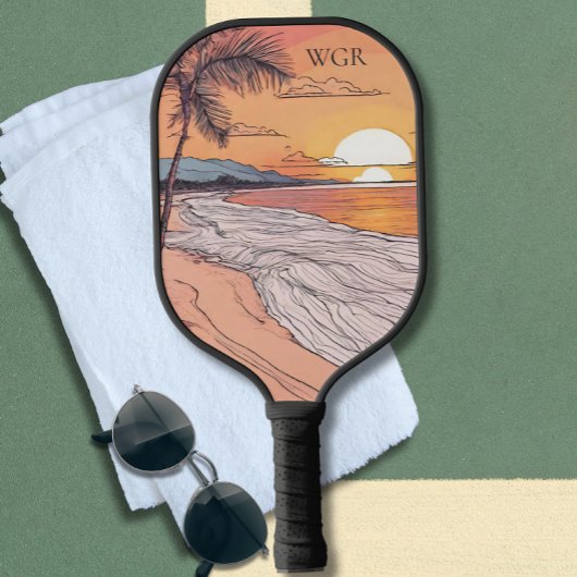Monogram zeezonsondergang pickleball paddle