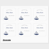 Monogram Zeilboot Jongen Baby shower Bookplate Vierkante Sticker (Vel)