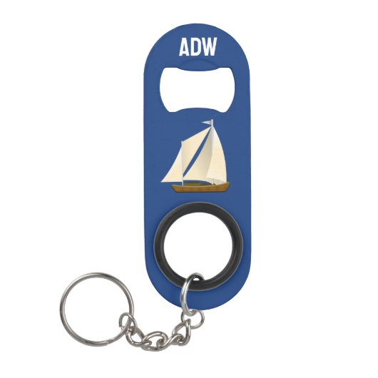 Monogram zeilboot mini flessenopener (Voorkant)