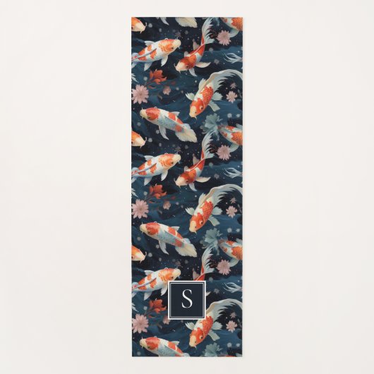 Monogram Zen-geïnspireerd Japans Koi Vis Yogamat (Voorkant)