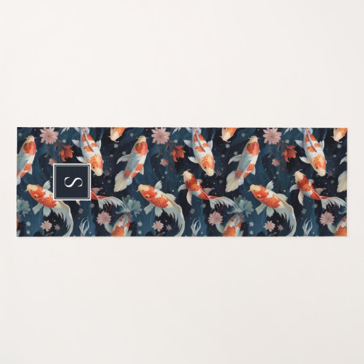 Monogram Zen-geïnspireerd Japans Koi Vis Yogamat (Voorkant (horizontaal))