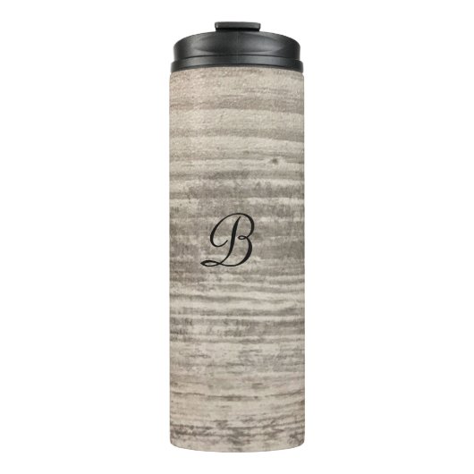 Monogram Zen Wood Grain Black Brown Thermosbeker (Voorkant)
