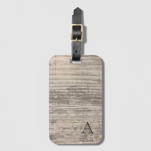 Monogram Zen Wood Grain Design Black Brown Stripes Bagagelabel (Voorkant (verticaal))