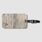 Monogram Zen Wood Grain Design Black Brown Stripes Bagagelabel (Voorkant (horizontaal))