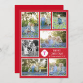 Monogram Zeven Foto Vakantie Kaart Rood Roze Stipp (Voorkant / Achterkant)