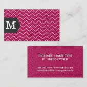 Monogram | Zig Zag Patroon | Leer Visitekaartje (Voorkant / Achterkant)