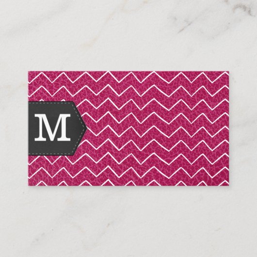 Monogram | Zig Zag Patroon | Leer Visitekaartje (Voorkant)