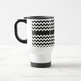 Monogram Zigzag Travel Mug: Zwarte, witte Chevrons Reisbeker