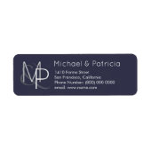 monogram ( zijn + haar naam & initiaal ) wigblauw etiket (Voorkant)