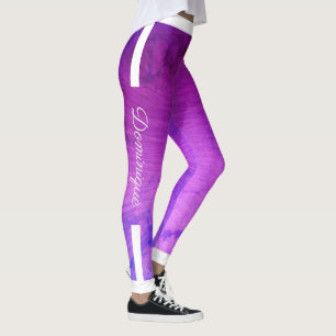 Monogram zijstrepen op gradiënt Paarse Grunge Le Leggings