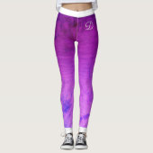 Monogram zijstrepen op gradiënt Paarse Grunge Le Leggings (Voorkant)