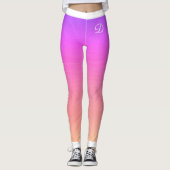 Monogram zijstrepen op gradiënt roze geweven leggings (Voorkant)