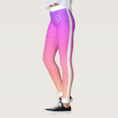 Monogram zijstrepen op gradiënt roze geweven leggings (Links)