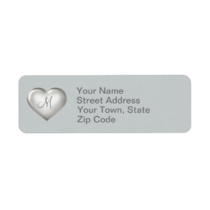 Monogram zillver Glass Heart Etiket