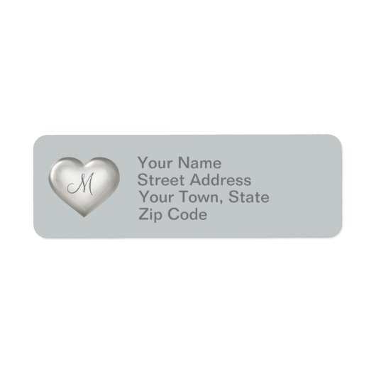 Monogram zillver Glass Heart Etiket (Voorkant)