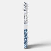 Monogram Zilver Blauwe Glitters Trendy Chic Stijlv Case-Mate iPhone Case (Achterkant / Links)