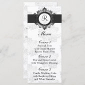 Monogram Zilver Bruiloft Menu (Voorkant / Achterkant)