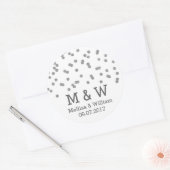 Monogram Zilver Confetti bruiloft gunst Labels (Envelop)