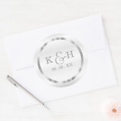 Monogram Zilver en Witte Ronde Etiketten (Envelop)