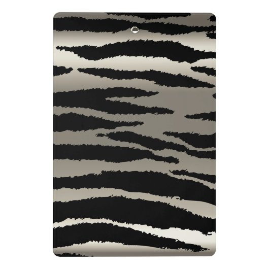 Monogram Zilver en Zwarte Zebra Stripes Mini Klembord (Achterkant)